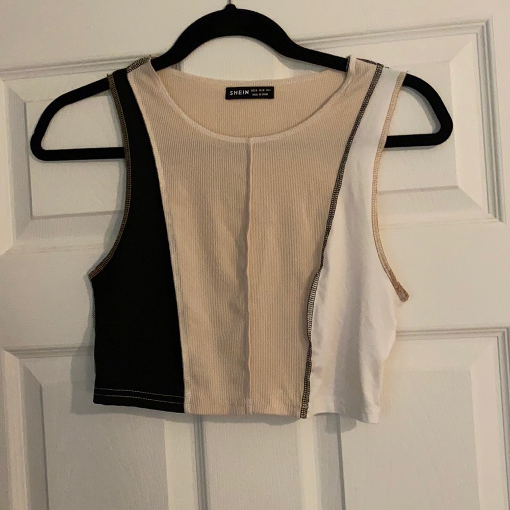Shein tri-color crop top